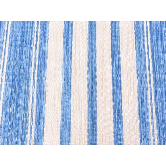 Textile Contemporary Striped Blue Dhurrie Rug by Doris Leslie Blau For Sale - Image 7 of 10