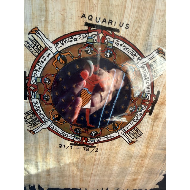 1980s Celestial Meets the Sea Egyptian Papyrus Zodiac Art For Sale - Image 4 of 4