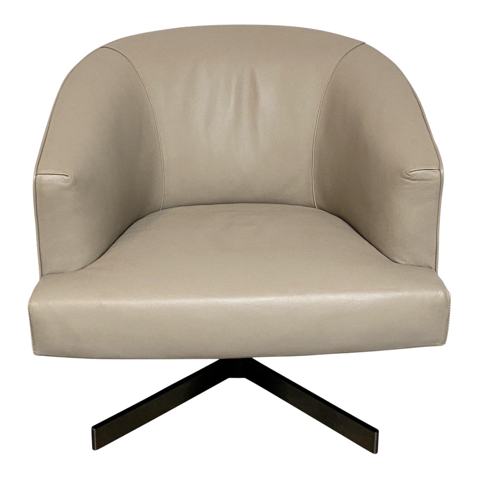 Minotti "Martin" Leather Swivel Chair Chairish