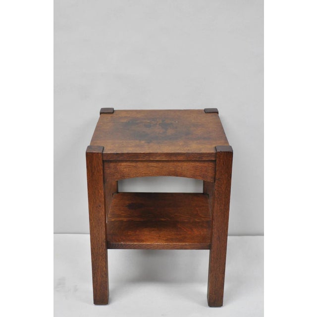 Antique Arts & Crafts Mission Oak Stickley Style 2 Tier Plant Stand Side Table For Sale - Image 14 of 15