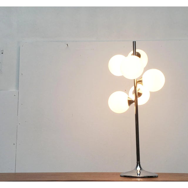 Silver Vintage Space Age Glass & Metal Table Lamp, 1970s For Sale - Image 8 of 18