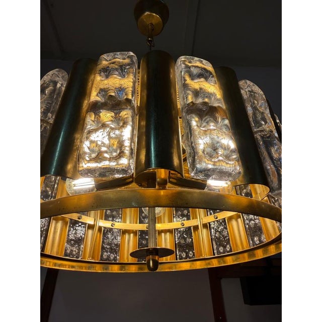 Brass and Glass Pendant Lamp by Carl Fagerlund for Orrefors For Sale - Image 10 of 11