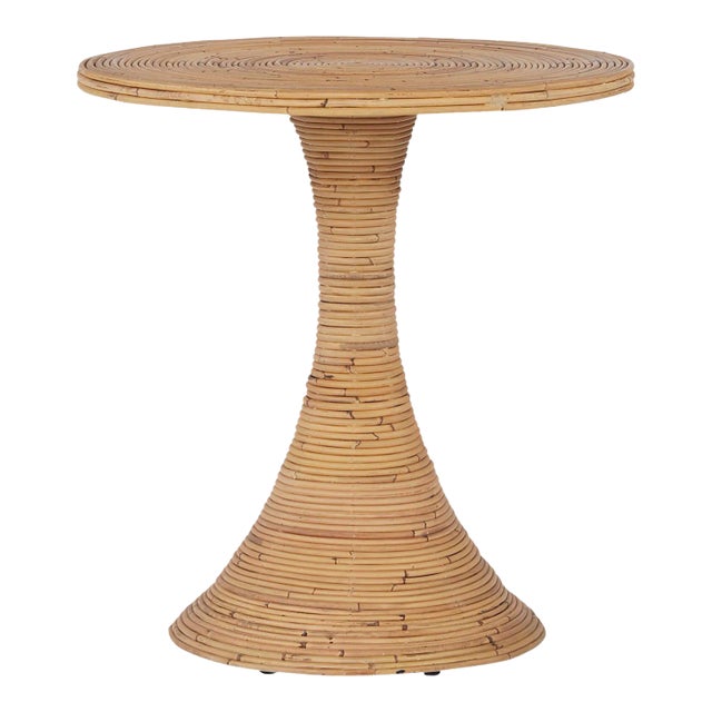 Transitional Shoreline Rattan Wrapped Accent Table For Sale