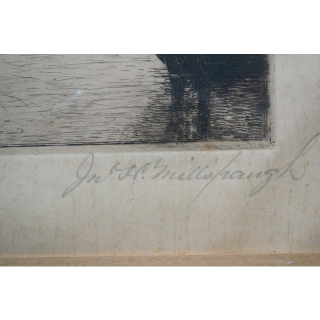 Late 19th Century Antique John Hill Millspaugh Signed Nautical Ship Harbor Seascape Etching 29" For Sale - Image 5 of 10