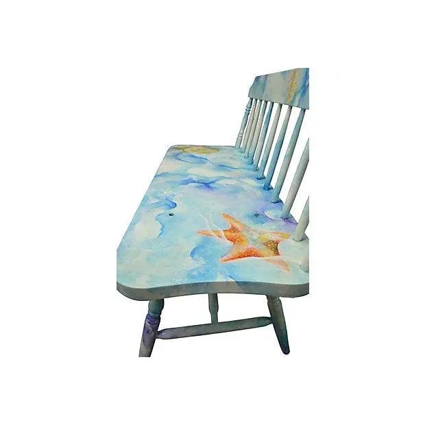 Wooden Bench with Marine Motif For Sale - Image 4 of 7