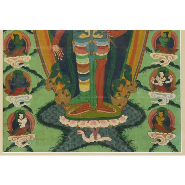 Indian Ceremonial Hindu Deity Hand-Painted on Canvas in Gilded Frame For Sale In New York - Image 6 of 8