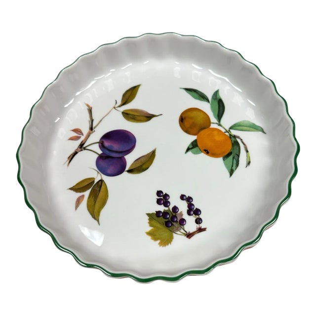Vintage 1986 Royal Worcester Fine Porcelain Evesham Vale Pattern Quiche For Sale