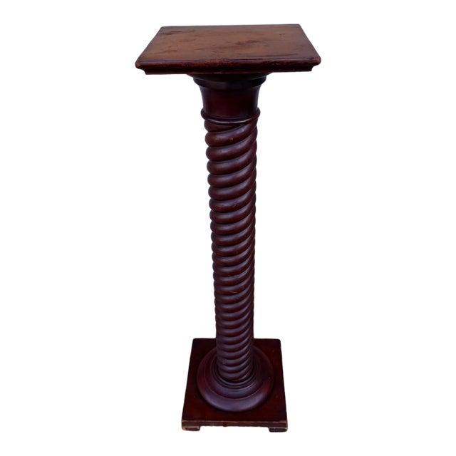 Antique Rope Twist Turned Cherry Pedestal Stand, Circa 1890-1910 For Sale