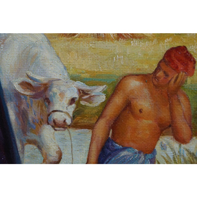 Camel Late 20th Century Afterglow in Egypt Oil Painting After William Holman Hunt Canvas Framed 36" For Sale - Image 8 of 11