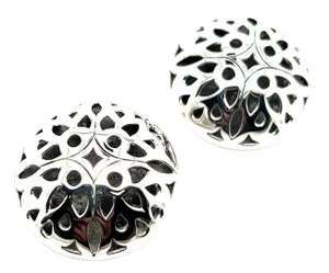 Late 20th Century John Hardy Estate Large Button Clip on Earrings 1.5" Sterling Silver, A Pair