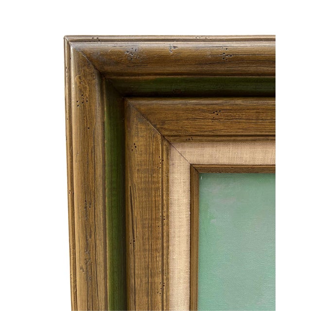 Framed Seascape Painting of Crashing Waves in Aqua With Pink Sky For Sale - Image 12 of 15