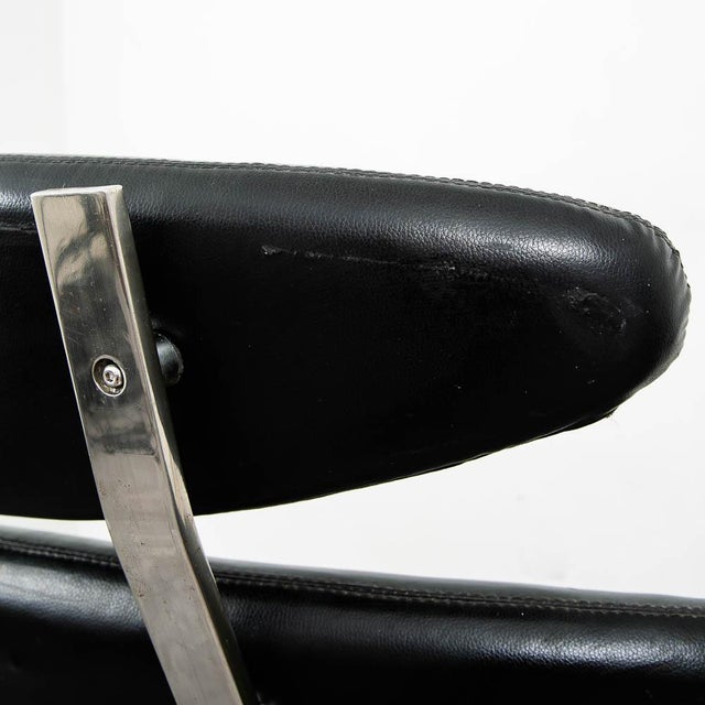 Metal Mid Century Danish Modern Lounge Chairs Corona Set of 2 Black Chrome Ottoman MCM For Sale - Image 7 of 11