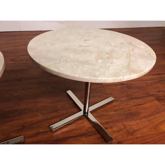 Vintage Travertine & Stainless Side Tables - A Pair For Sale - Image 10 of 10