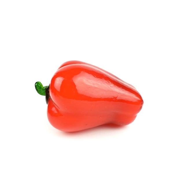 Mid Century Modern Handblown Red Bell Pepper Figurine Art Glass For Sale - Image 4 of 8