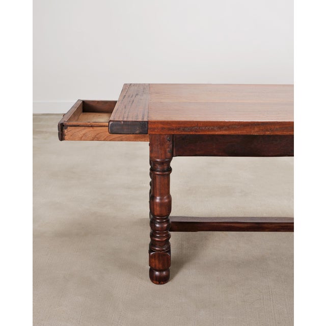 Wood Country French Provincial Mahogany Farmhouse Dining Table 8 Ft For Sale - Image 7 of 18