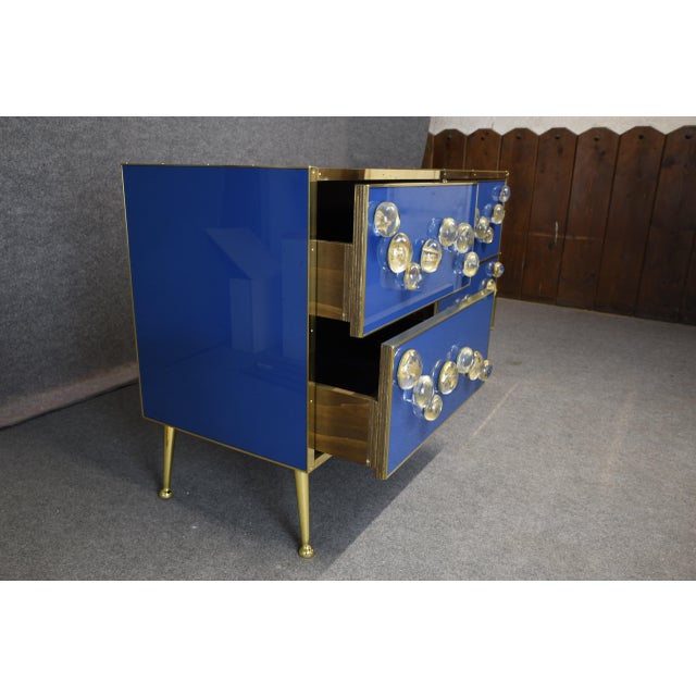 Blue Sideboard with 28 Murano Jewel and Brass from Justfurnituress SRL For Sale - Image 10 of 13