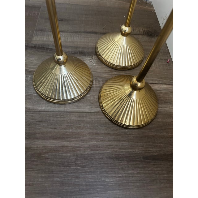 Vintage Brass, Bombay Company, Tall Floor Candle Holders For Sale In Phoenix - Image 6 of 8