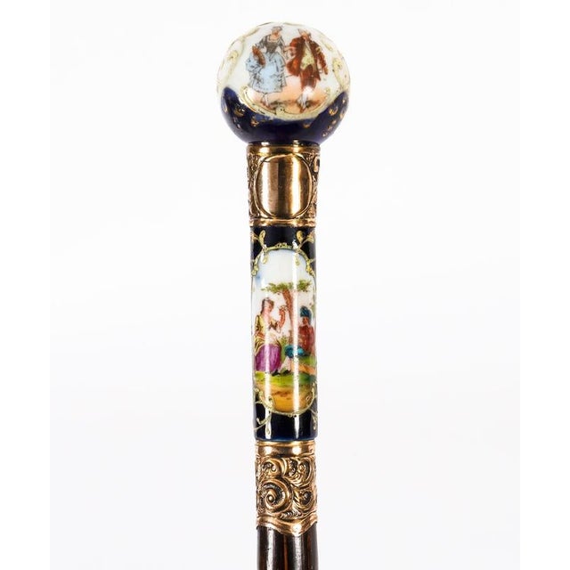 Antique French Gold Plate and Porcelain Walking Sword Stick, 1800s For Sale - Image 15 of 18