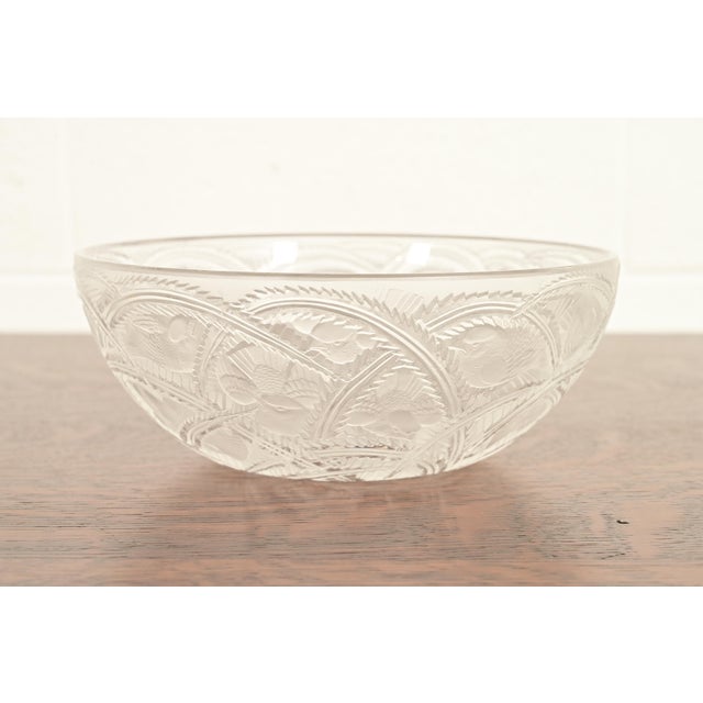 Lalique "Pinsons" Art Deco Frosted Crystal Glass Bowl, Circa 1930s For Sale - Image 10 of 10