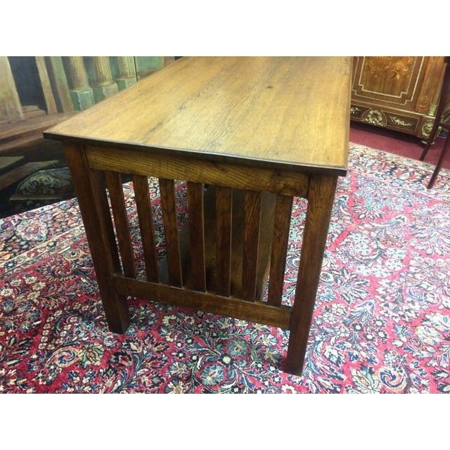 Brown Antique Mission Style Desk, Oak Desk For Sale - Image 8 of 8