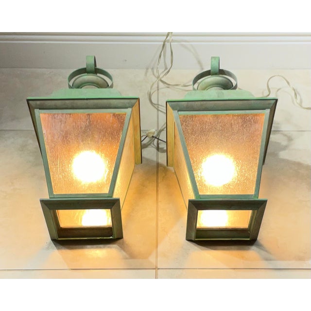 Pair of Vintage Solid Brass Lanterns - Timeless Elegance for Your Home For Sale - Image 4 of 13