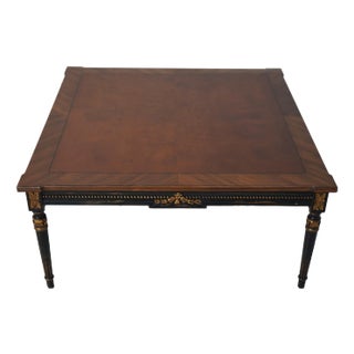Karges Louis XVI Walnut & Black Coffee Table For Sale