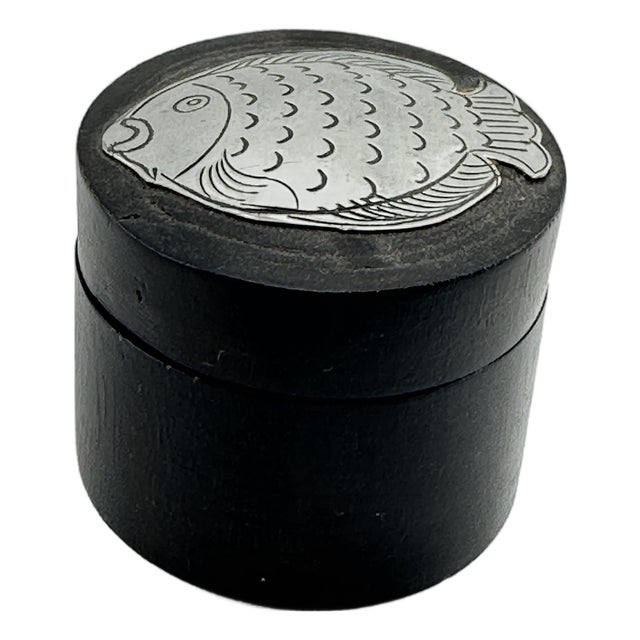 Hand Carved Wood Trinket Box For Sale