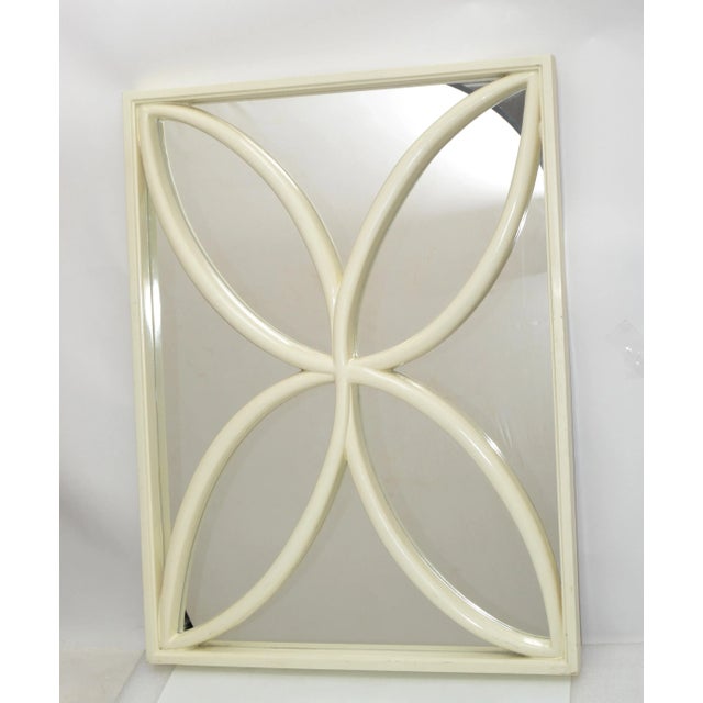 Gampel-Stoll 1970 Faux Bois Hand Carved Wood Wall Mirror Hollywood Regency Off-White, Italy For Sale - Image 4 of 12
