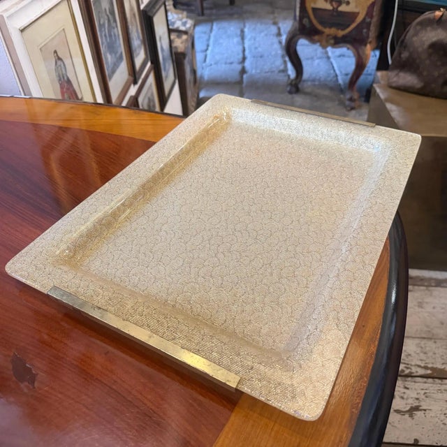 1970s Mid-Century Modern Plexiglass and Gilt Metal Tray by Alberto Sordi For Sale - Image 17 of 17