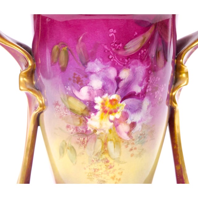 Antique Royal Bonn German Porcelain Hand-Painted & Gilt Floral Decorative Vases For Sale - Image 9 of 13