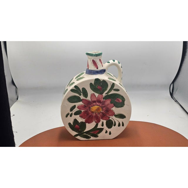 Ceramic Vase with Painted Flowers in Majolica, 1950s For Sale - Image 7 of 7