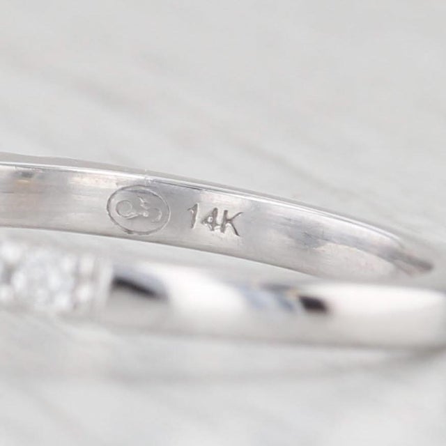 0.94ctw Round Diamond Halo Engagement Ring 14k White Gold Size 6.75 Gia Cathedral For Sale - Image 4 of 8