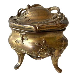 Art Nouveau Cast Metal Jewelry/ Trinket Box