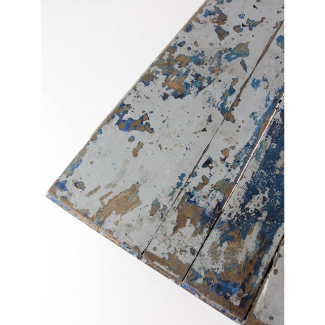 Antique Painted Farmhouse Work Table For Sale - Image 9 of 18