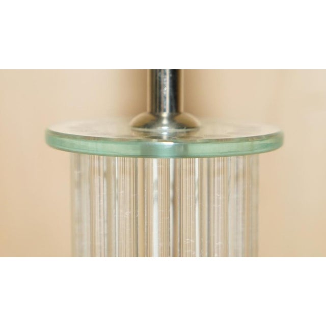 Tall Glass and Brass Column Table Lamp For Sale - Image 4 of 14