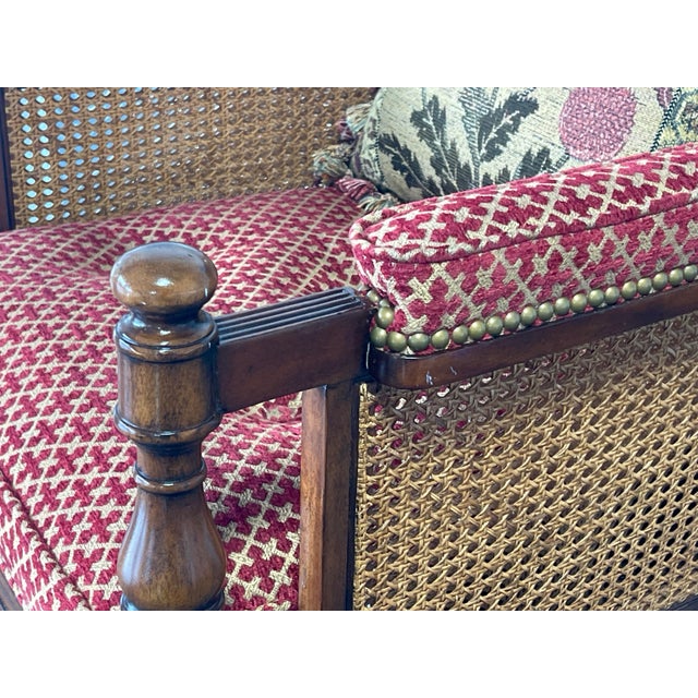 Regency Style Mahogany and Cane Bergere Armchair, Theodore Alexander Althorp Living History For Sale In Naples, FL - Image 6 of 13