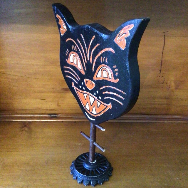 Folk Art Victorian Folk Art Inspired Halloween Cat For Sale - Image 3 of 12