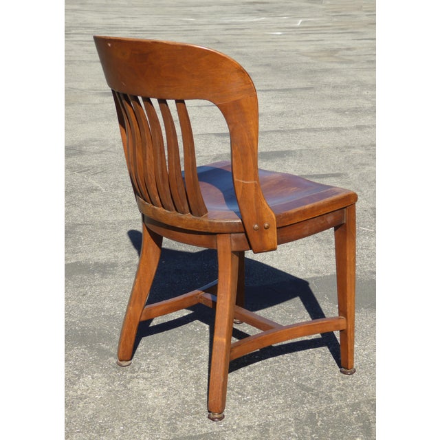 Set of 4 Vintage MidCentury Brown Solid Wood Farmhouse Chic Library School House Chairs Chairish