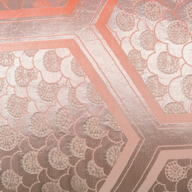 1970s 1970s Peach Ombre Silk Lumbar Pillow With Silver Accents For Sale - Image 5 of 5