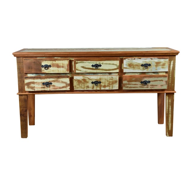 Reclaimed Peroba Wood Handmade Eco Friendly 6 Drawer Console Table
