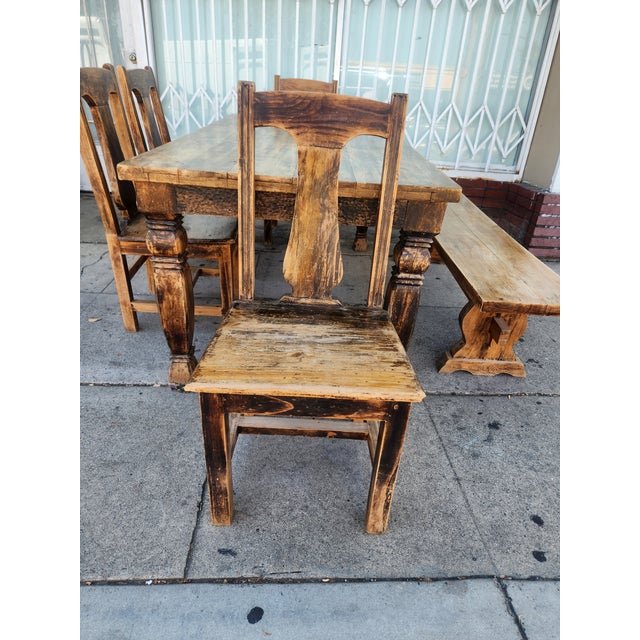 Wood 1980s Solid Pine Wood Dining Set For Sale - Image 7 of 12
