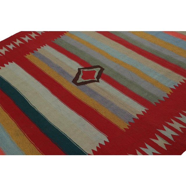 Vintage Persian Kilim Rug in Red With Colorful Stripes by Rug & Kilim For Sale In New York - Image 6 of 7