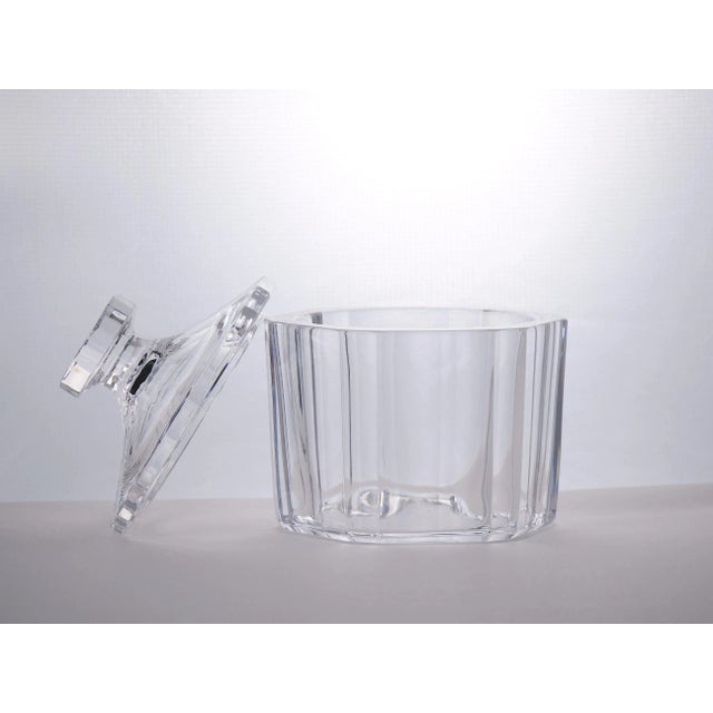 Glass Heavy Orrefors Sweden Cut Crystal Art Deco Style Covered Dish For Sale - Image 7 of 12