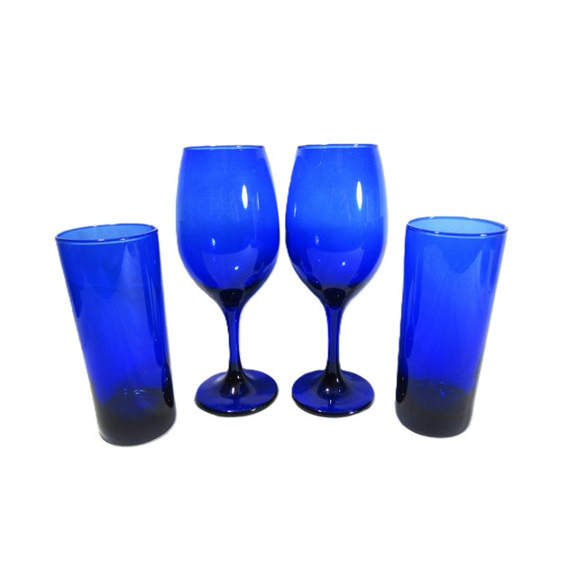 Mid 20th Century Vintage Mid Century Modern Cobalt Blue Cocktail Glasses - Set of 4 For Sale - Image 5 of 11