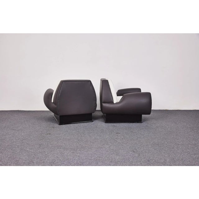 Textile Art Deco Club Chairs with High Gloss Black Bases, 1940s, Set of 2 For Sale - Image 7 of 18