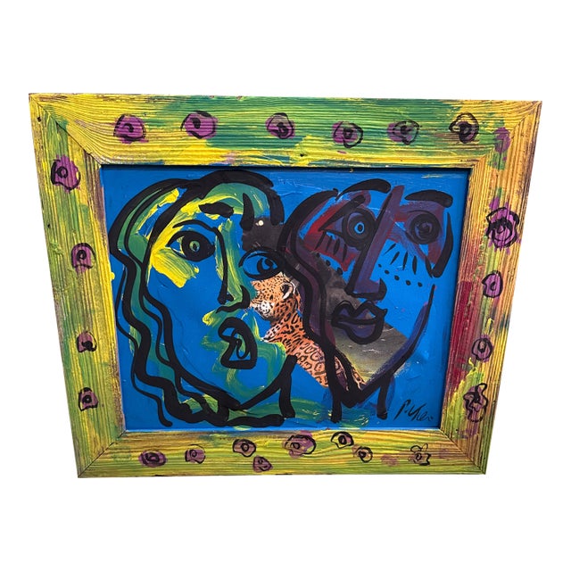 1970s Peter Keil Mixed Media Abstract Colorful Painting For Sale