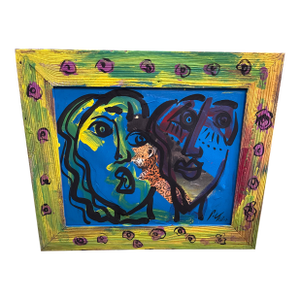 1970s Peter Keil Mixed Media Abstract Colorful Painting