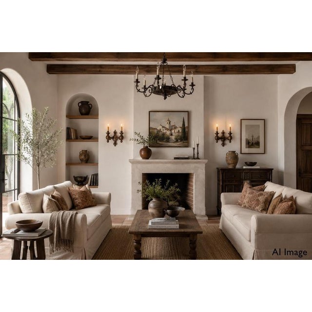Gold Spanish Style Double Wall Sconces in Turned Beech, France, 1940s, Set of 2 For Sale - Image 8 of 9