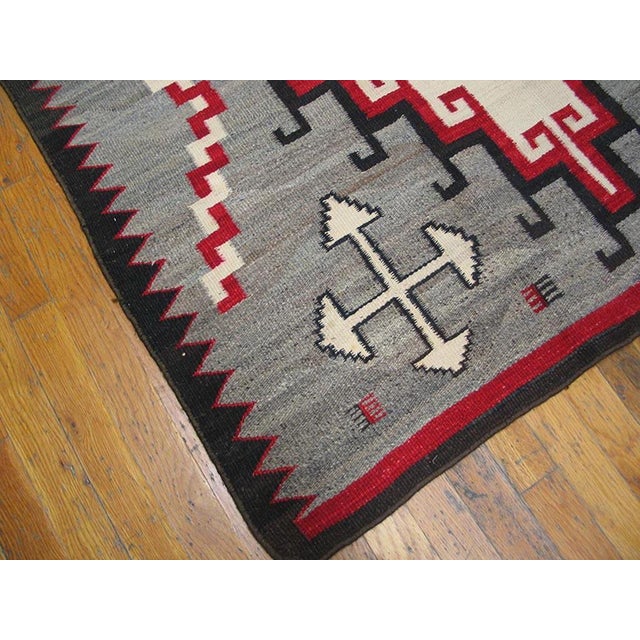 1920s Gray Geometric Tribal Antique American Navajo Rug 4' 3" X 6' 10" Flatweave Wool Carpet For Sale In New York - Image 6 of 6