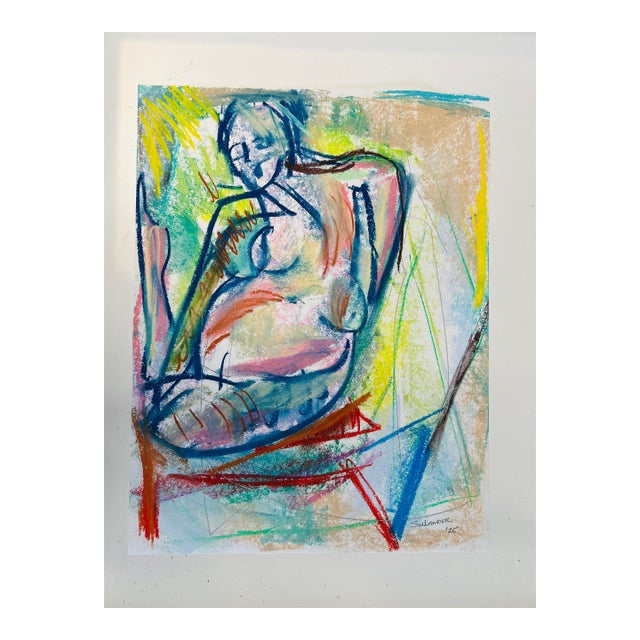 Nude in Abstract, Pastel Drawing on Paper by Erik Sulander For Sale